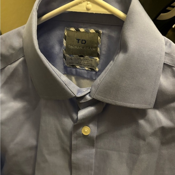 thomas dean Mens Dress Shirt Light Blue 100% Cotton 15R 32-33 NWOT - Picture 2 of 12